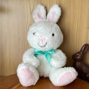 Hallmark white Bunny Rabbit plush!!  11” tall, pink ears & nose 🐰